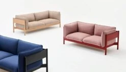 HAY Arbour Eco 2-seater Sofa, Steelcut Trio 796 - Oak -Hay Arbour 2 Seater Re wool 648 wine red wb lacquer beech Arbour 2 Seater Linen Grid dark beige oiled waxed oak