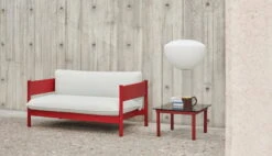 HAY Kofi Table 60 X 60 Cm, Barn Red Lacquered Oak - Grey Glass 10 HAY Kofi Table 60 X 60 Cm, Barn Red Lacquered Oak - Grey Glass -Hay Arbour Club Sofa Mode 009 wine red wb lacquer beech base Kofi 60x60 grey tinted glass tabletop barn red wb lacquer oak frame