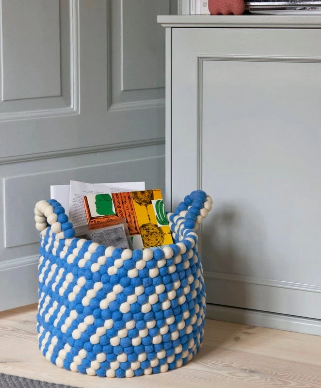 HAY Bead Basket With Handles, 40 Cm, Blue Dash 4 HAY Bead Basket With Handles, 40 Cm, Blue Dash - Image 4