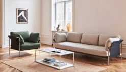 HAY Can Sofa, 3-seater, Linara 311 - Natural Canvas - Chrome Frame -Hay CAN 1 Seater Steelcut 975 chrome frame black canvas CAN 3 Seater Ruskin 05 chrome frame black canvas Eiffel Coffee Table