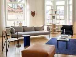 HAY Moiré Kelim Rug, Blue 10 HAY Moiré Kelim Rug, Blue -Hay CAN 3 seater Ruskin 33 alu frame natural outer canvas black strap Moire Kelim blue Petit Standard matt lacquered oak veneer seat and back black powder coated steel base