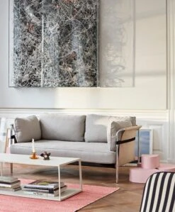 HAY Eiffel Coffee Table, Rectangle, 110 X 50 Cm, Warm Sand 10 HAY Eiffel Coffee Table, Rectangle, 110 X 50 Cm, Warm Sand -Hay Can 2 seater Roden 04 natrual canvas chrome base Eiffel Coffee Table Rectangular warm sand Flare amber 1