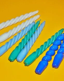 HAY Twist Candles, Set Of 6, Tangerine - Dark Pink - Green Aqua -Hay Candle Twist green light blue grey beige Candle Spiral dark blue 2