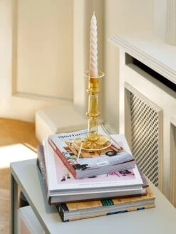 HAY Flare Candleholder, Tall, Yellow With White Rim 11 HAY Flare Candleholder, Tall, Yellow With White Rim -Hay Candle Twist Flare Tall yellow with white rim