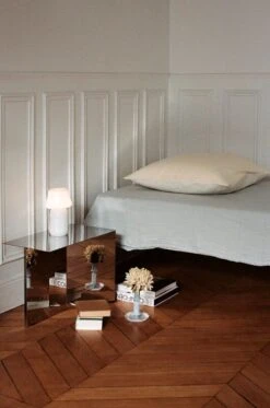 HAY Flare Stripe Milk Candleholder, Green -Hay Crinkle Bedspread cool grey Apollo Portable Lamp white Slit Table Oblong mirror Flare Milk Stripe Candleholder blue 1