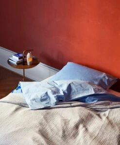 HAY DLM Table, Toffee -Hay Duo Bed Linen Pillow Case sky blue Duo Bed Linen Duvet Cover sky blue DLM toffee