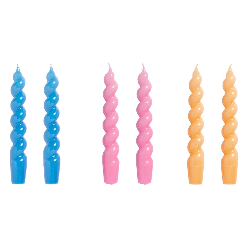 HAY Spiral Candles, Set Of 6, Blue - Dark Pink - Dark Peach 1 HAY Spiral Candles, Set Of 6, Blue - Dark Pink - Dark Peach