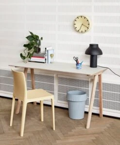 HAY CPH90 Desk, Soaped Oak - Off White Lino 7 HAY CPH90 Desk, Soaped Oak - Off White Lino -Hay Elementaire Chair light yellow Shade Bin grey CPH90 Desk off white linoleum PC Table Lamp soft black