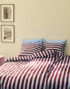 HAY Connect Bed, Warm Grey 11 HAY Connect Bed, Warm Grey -Hay Ete Duvet Cover Ete Pillow Case bordeaux and sky blue Duo Pillow Case sky blue