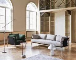 HAY Can Sofa, 3-seater, Ruskin 05 - Black Canvas - Chrome Frame -Hay Fifty Fifty Floor Lamp ash grey Bowler mocca PC Table Lamp aluminum CAN 1 Seater Steelcut 975 black canvas chrome frame CAN 3 Seater Ruskin 33 black canvas chrome frame 1