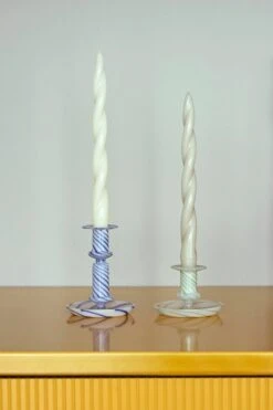 HAY Long Twist Candles, Set Of 6, Mint - Light Grey - Green -Hay Flare Stripe Milk S green Flare Stripe Milk M blue Candle Soft Twist off white light grey 1