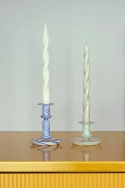 HAY Long Twist Candles, Set Of 6, Off-white -Hay Flare Stripe Milk S green Flare Stripe Milk M blue Candle Soft Twist off white light grey