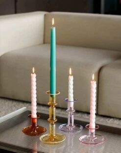 HAY Flare Candleholder, Medium, Pink With Blue Rim -Hay Flare family 06 1