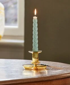 HAY Flare Candleholder, Yellow -Hay Flare yellow Candle Twist artic blue