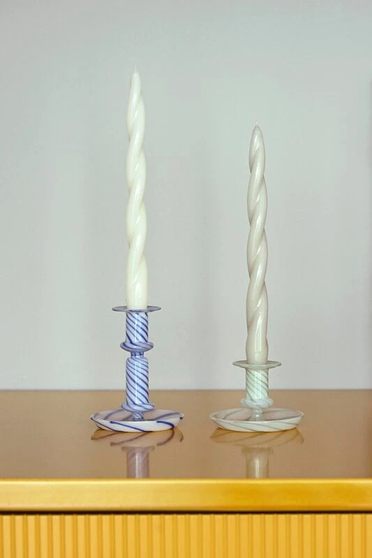 HAY Flare Stripe Milk Candleholder, Green - Image 3
