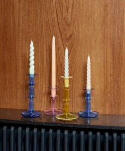 HAY Flare Candleholder, Medium, Pink With Blue Rim -Hay Flare Tall family 01 1