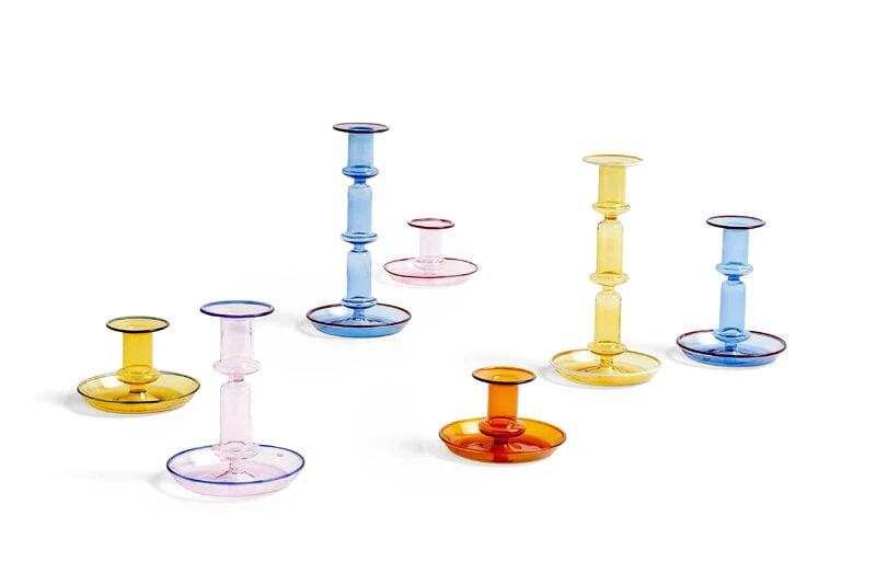 HAY Flare Candleholder, Tall, Yellow With White Rim 2 HAY Flare Candleholder, Tall, Yellow With White Rim - Image 2