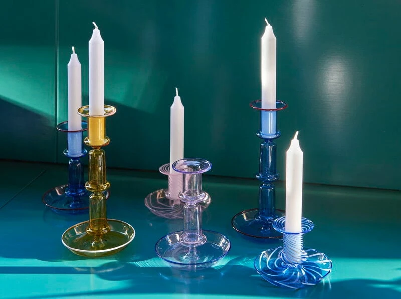 HAY Flare Stripe Candleholder, Pink - White 4 HAY Flare Stripe Candleholder, Pink - White - Image 4