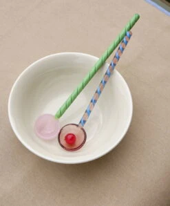 HAY Glass Spoons Round, 2 Pcs -Hay Glass Spoons Twist Glass Spoons Round Rainbow Bowl sand
