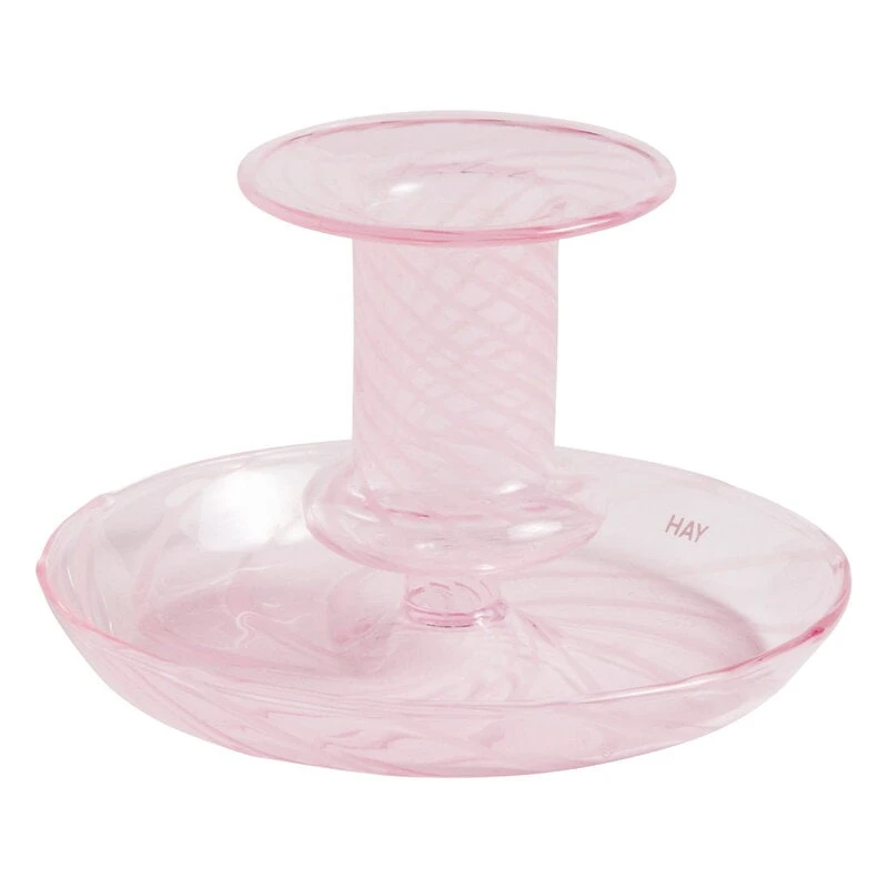 HAY Flare Stripe Candleholder, Pink - White 1 HAY Flare Stripe Candleholder, Pink - White