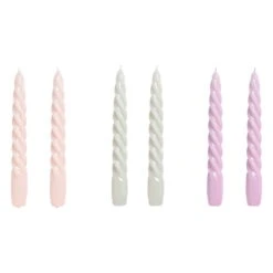 HAY Twist Candles, Set Of 6, Light Rose - Light Grey - Lilac