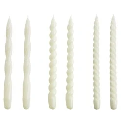 HAY Long Twist Candles, Set Of 6, Off-white