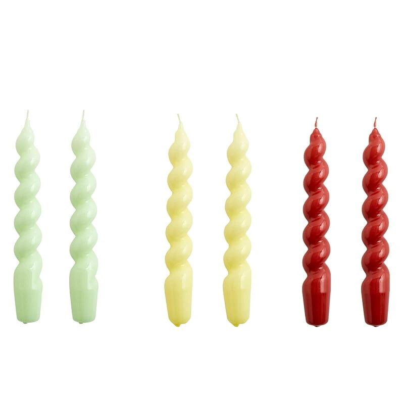 HAY Spiral Candles, Set Of 6, Mint - Citrus - Burgundy 1 HAY Spiral Candles, Set Of 6, Mint - Citrus - Burgundy