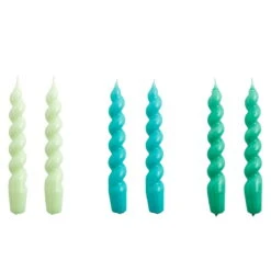 HAY Spiral Candles, Set Of 6, Mint - Green Aqua - Green
