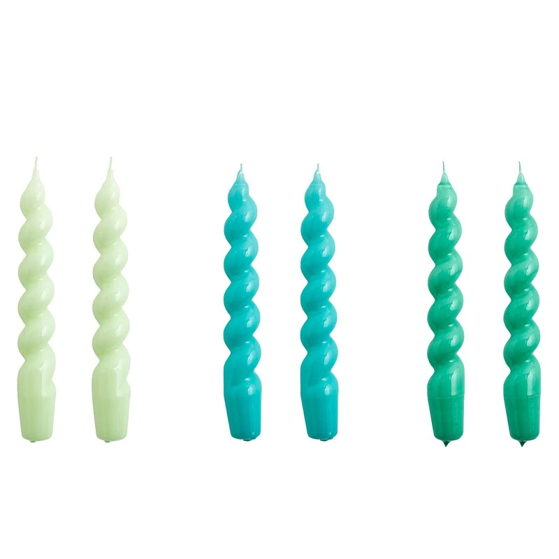 HAY Spiral Candles, Set Of 6, Mint - Green Aqua - Green 1 HAY Spiral Candles, Set Of 6, Mint - Green Aqua - Green