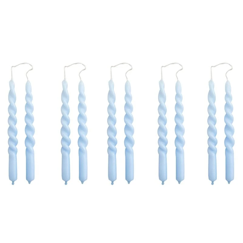 HAY Mini Swirl Candles, 10 Pcs, Light Blue 1 HAY Mini Swirl Candles, 10 Pcs, Light Blue