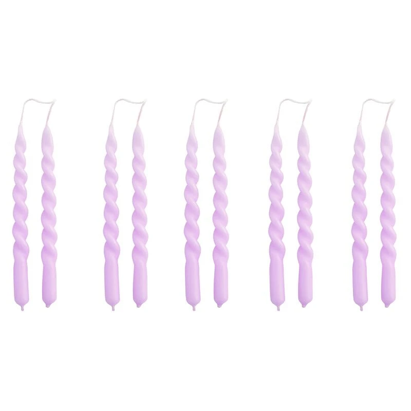 HAY Mini Swirl Candles, 10 Pcs, Lilac 1 HAY Mini Swirl Candles, 10 Pcs, Lilac