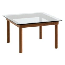 HAY Kofi Table 60 X 60 Cm, Lacquered Walnut - Clear Glass