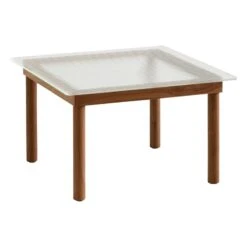 HAY Kofi Table 60 X 60 Cm, Lacquered Walnut - Reeded Glass