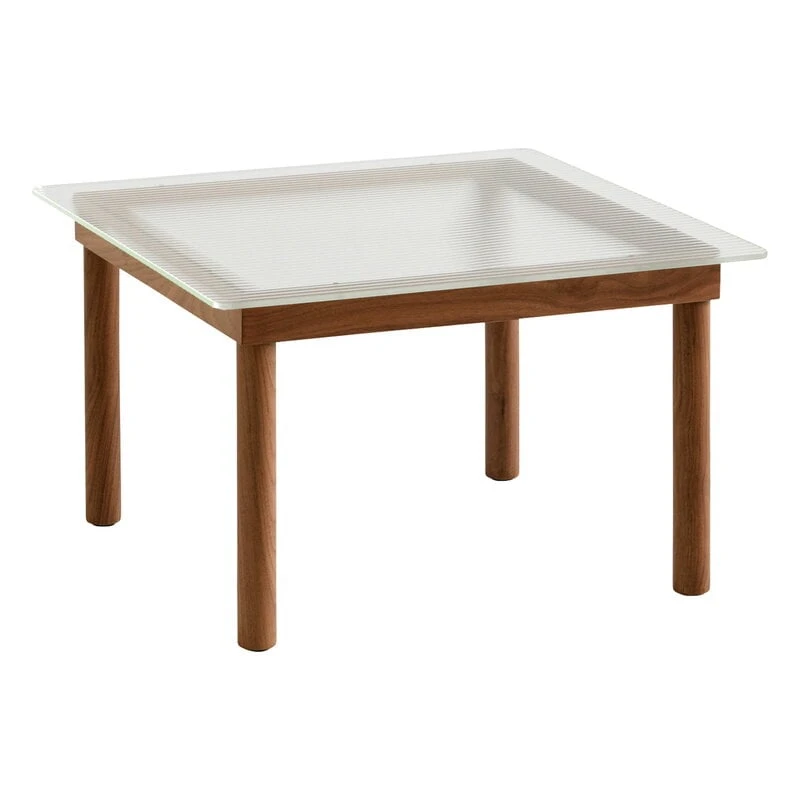 HAY Kofi Table 60 X 60 Cm, Lacquered Walnut - Reeded Glass 1 HAY Kofi Table 60 X 60 Cm, Lacquered Walnut - Reeded Glass