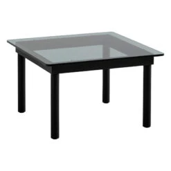 HAY Kofi Table 60 X 60 Cm, Black Lacquered Oak - Grey Glass