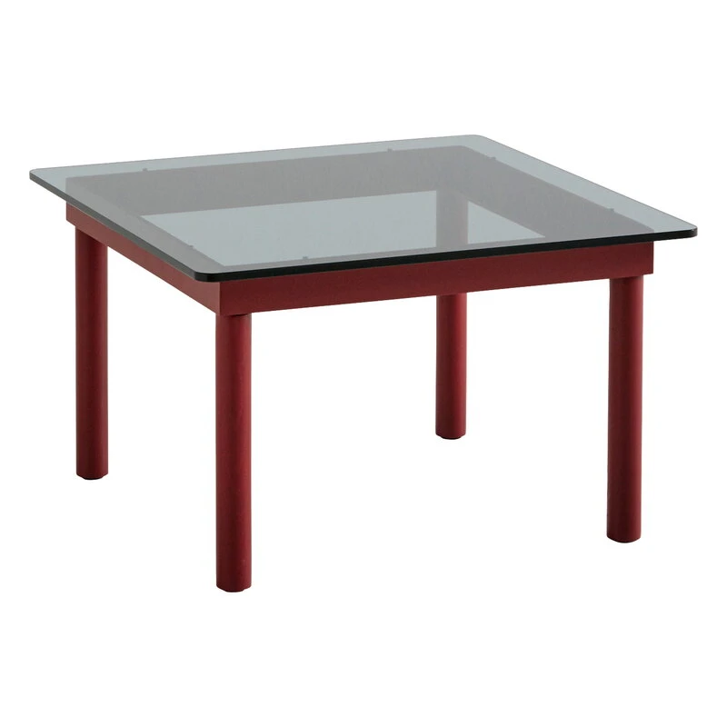 HAY Kofi Table 60 X 60 Cm, Barn Red Lacquered Oak - Grey Glass 1 HAY Kofi Table 60 X 60 Cm, Barn Red Lacquered Oak - Grey Glass