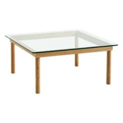 HAY Kofi Table 80 X 80 Cm, Lacquered Oak - Clear Glass