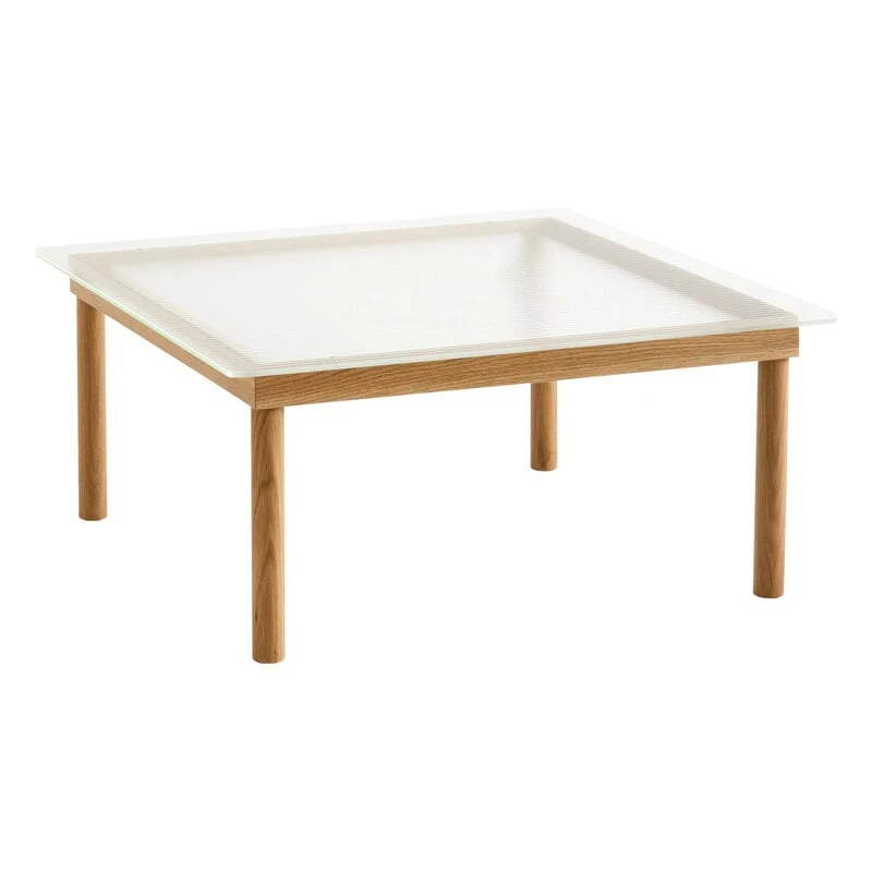 HAY Kofi Table 80 X 80 Cm, Lacquered Oak - Reeded Glass 1 HAY Kofi Table 80 X 80 Cm, Lacquered Oak - Reeded Glass