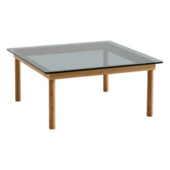 HAY Kofi Table 80 X 80 Cm, Lacquered Oak - Grey Glass