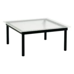 HAY Kofi Table 80 X 80 Cm, Black Lacquered Oak - Reeded Glass