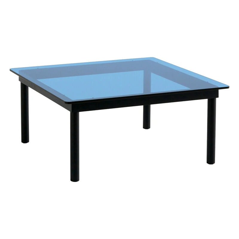 HAY Kofi Table 80 X 80 Cm, Black Lacquered Oak - Blue Glass 1 HAY Kofi Table 80 X 80 Cm, Black Lacquered Oak - Blue Glass