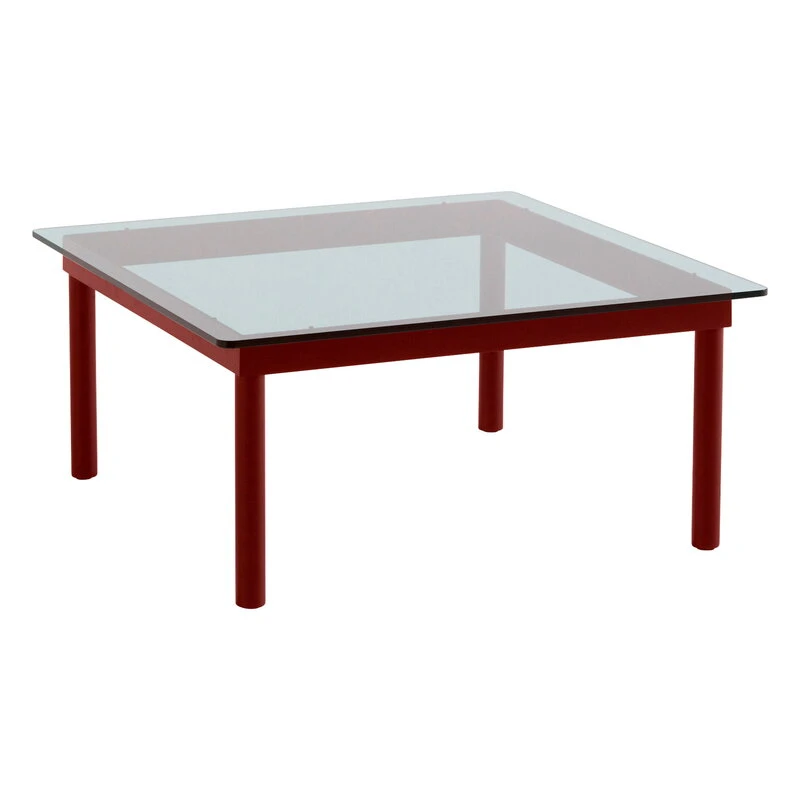 HAY Kofi Table 80 X 80 Cm, Barn Red Lacquered Oak - Grey Glass 1 HAY Kofi Table 80 X 80 Cm, Barn Red Lacquered Oak - Grey Glass