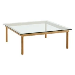 HAY Kofi Table 100 X 100 Cm, Lacquered Oak - Clear Glass