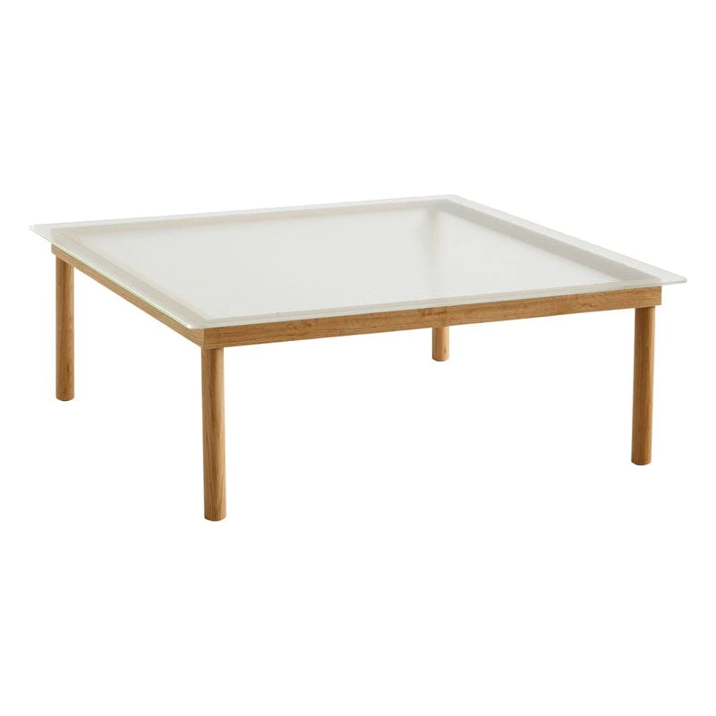 HAY Kofi Table 100 X 100 Cm, Lacquered Oak - Reeded Glass 1 HAY Kofi Table 100 X 100 Cm, Lacquered Oak - Reeded Glass