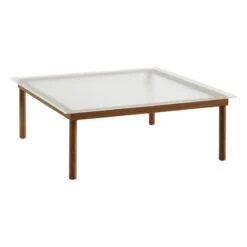 HAY Kofi Table 100 X 100 Cm, Lacquered Walnut - Reeded Glass