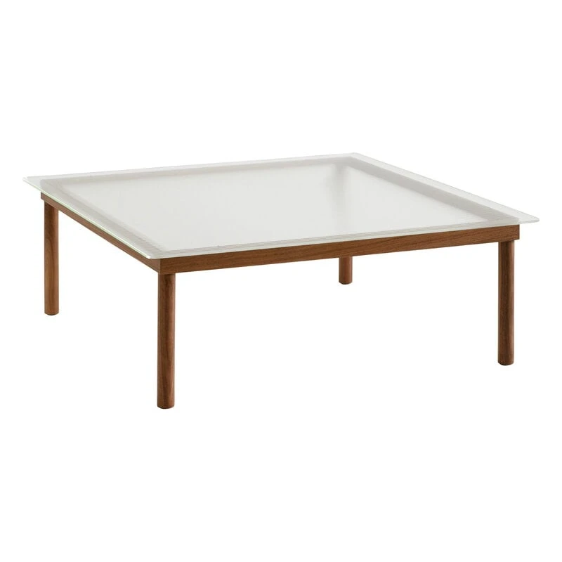 HAY Kofi Table 100 X 100 Cm, Lacquered Walnut - Reeded Glass 1 HAY Kofi Table 100 X 100 Cm, Lacquered Walnut - Reeded Glass