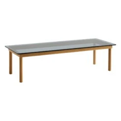 HAY Kofi Table 140 X 50 Cm, Lacquered Oak - Grey Glass