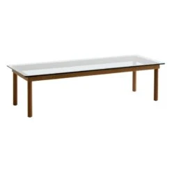 HAY Kofi Table 140 X 50 Cm, Lacquered Walnut - Clear Glass