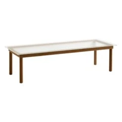 HAY Kofi Table 140 X 50 Cm, Lacquered Walnut - Reeded Glass