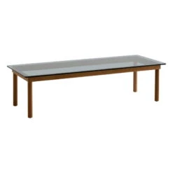 HAY Kofi Table 140 X 50 Cm, Lacquered Walnut - Grey Glass